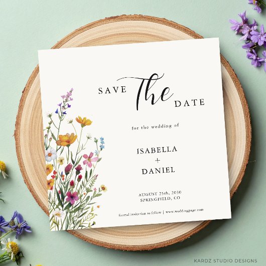Wildblume Elegante schicke Hochzeit speichern das  Save The Date