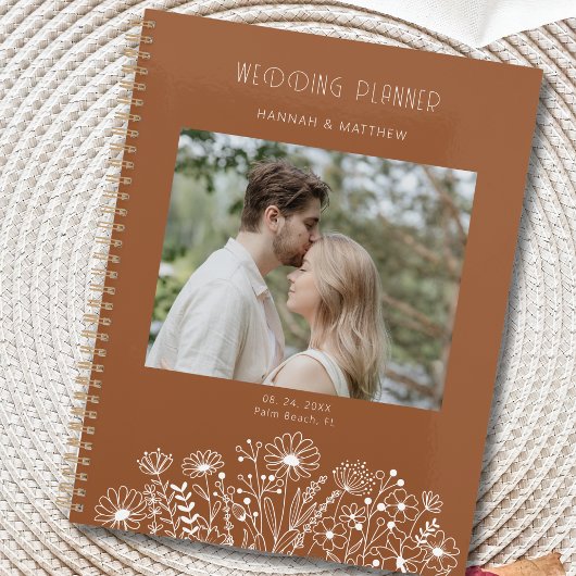 Wildblume Elegante Terracotta Boho Foto Wedding Planer