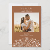 Wildblume Elegante Terracotta Foto Hochzeit Save The Date (Vorderseite)