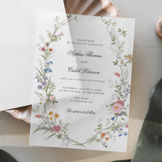 Wildblume Elegante Vintage Hochzeit Einladung
