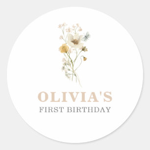 Wildblume Eleganter boho garten Runder Aufkleber