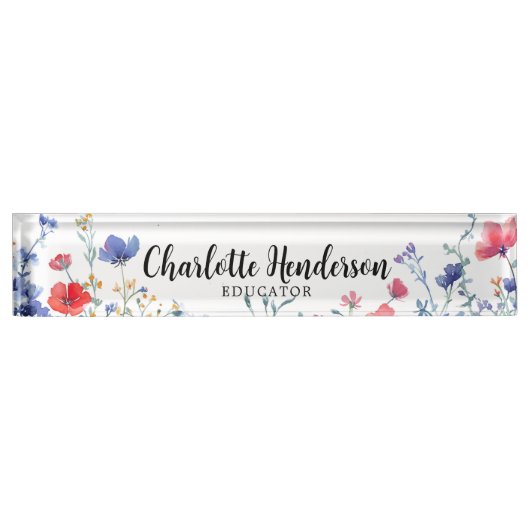 Wildblume Eleganter Individuelle Name Plate Beruf Namensplakette (Vorderseite)