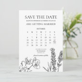 Wildblume Eleganter Kalender Save the Date Einladung (Stehend Vorderseite)