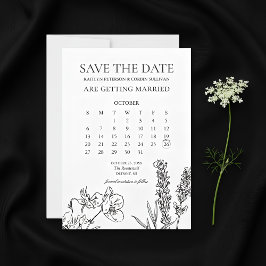 Wildblume Eleganter Kalender Save the Date Einladung