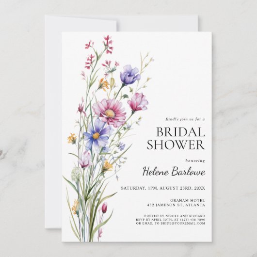 Wildblume Elegantes Brautparty Einladung (Vorderseite)