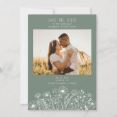 Wildblume Elegantes Foto Hochzeit im Grünen Save The Date (Vorderseite)
