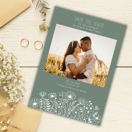 Wildblume Elegantes Foto Hochzeit im Grünen Save The Date