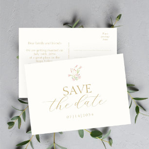 Wildblume & Elfenbeinflora Save the Date Postkarte