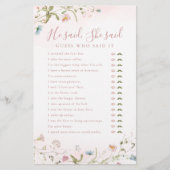 Wildblume Er sagte, sie sagte Brautparty (Vorderseite)