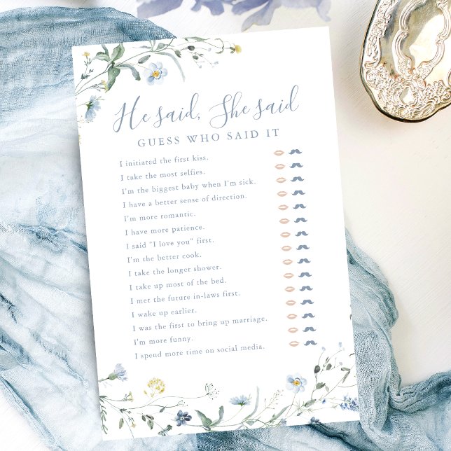Wildblume Er sagte, sie sagte Brautparty (Wildflower He said She said bridal shower game)