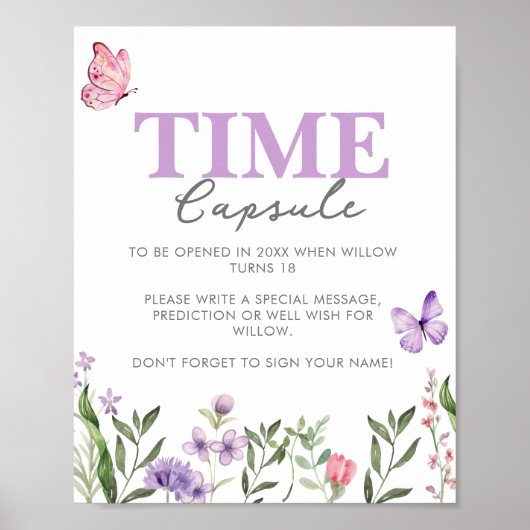 Wildblume Erste Geburtstagskapsel Poster (Vorne)
