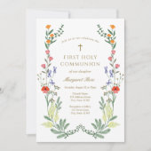 Wildblume Erste Heilige Kommune Einladung (Vorderseite)