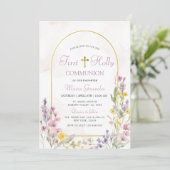 Wildblume Erste Heilige Kommune Einladung (Stehend Vorderseite)