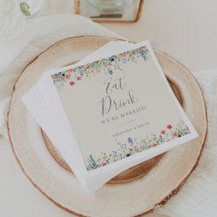 Wildblume Essen Drink Wir sind Verheiratet Hochzei Serviette