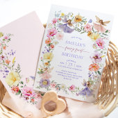 Wildblume Fairy 1. Geburtstag Einladung