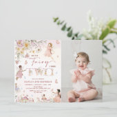Wildblume Fairy 2. Geburtstag Foto Einladung (Stehend Vorderseite)