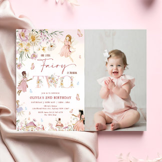 Wildblume Fairy 2. Geburtstag Foto Einladung