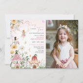 Wildblume Fairy 2. Geburtstag Foto Einladung (Vorderseite)
