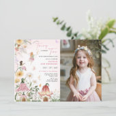 Wildblume Fairy 2. Geburtstag Foto Einladung (Stehend Vorderseite)