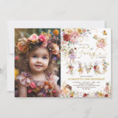 Wildblume Fairy 2. Geburtstag Foto Einladung (Vorderseite)