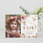 Wildblume Fairy 2. Geburtstag Foto Einladung (Stehend Vorderseite)