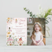 Wildblume Fairy Birthday Foto Dankeschön Karte (Stehend Vorderseite)