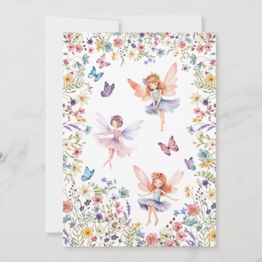 Wildblume Fairy Butterfly 1. Geburtstag Einladung (Rückseite)