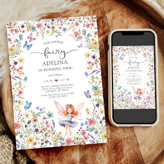 Wildblume Fairy Butterfly 2. Geburtstag Einladung