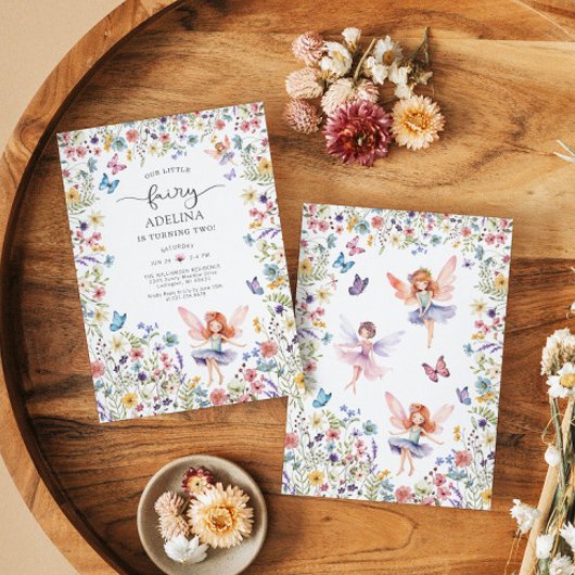 Wildblume Fairy Butterfly 2. Geburtstag Einladung