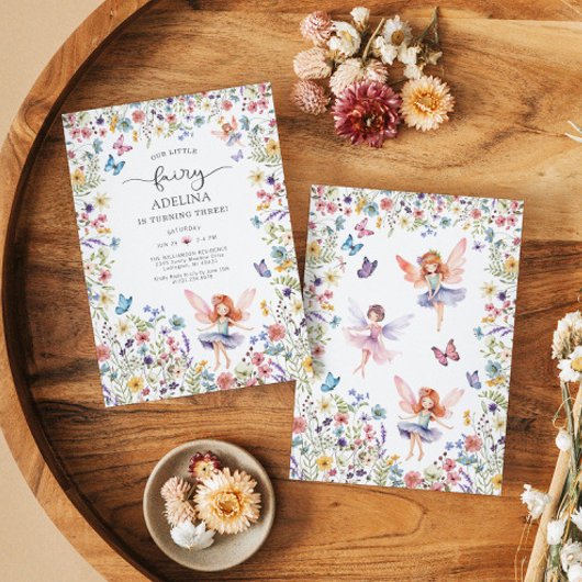 Wildblume Fairy Butterfly 3. Geburtstag Einladung