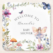 Wildblume Fairy Butterfly Garden Baby Dusche Rechteckiger Pappuntersetzer (Vorderseite)