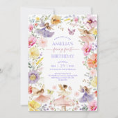 Wildblume Fairy Erster Geburtstag Party Einladung (Vorderseite)