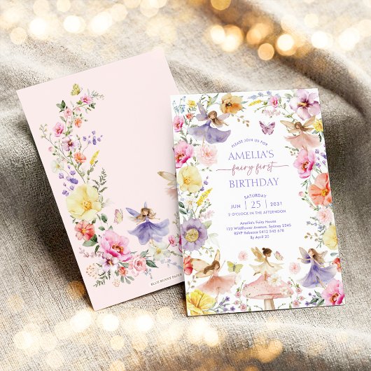 Wildblume Fairy Erster Geburtstag Party Einladung