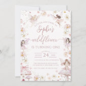 Wildblume Fairy Erster Geburtstag Party Einladung (Vorderseite)