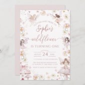 Wildblume Fairy Erster Geburtstag Party Einladung (Vorne/Hinten)