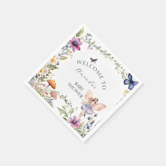 Wildblume Fairy Garden Butterfly Babydusche Serviette (Ecke)