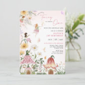 Wildblume Fairy Princess 1. Geburtstag Einladung (Stehend Vorderseite)