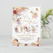 Wildblume Fairy Princess 1. Geburtstag Einladung (Stehend Vorderseite)