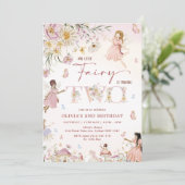 Wildblume Fairy Princess 2. Geburtstag | Einladung (Stehend Vorderseite)