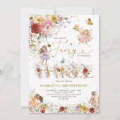 Wildblume Fairy Princess 3. Geburtstag Einladung (Vorderseite)