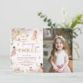Wildblume Fairy Princess 3. Geburtstag | Einladung (Stehend Vorderseite)
