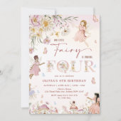 Wildblume Fairy Princess 4. Geburtstag | Einladung (Vorderseite)