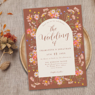 Wildblume Fall Burnt Orange Terracotta Wedding Einladung