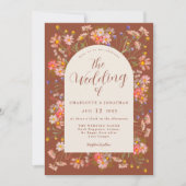 Wildblume Fall Burnt Orange Terracotta Wedding Einladung (Vorderseite)