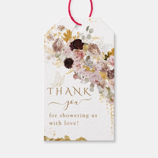 Wildblume Fall Elegante Gold Baby Girl Dusche Geschenkanhänger (Vorderseite)