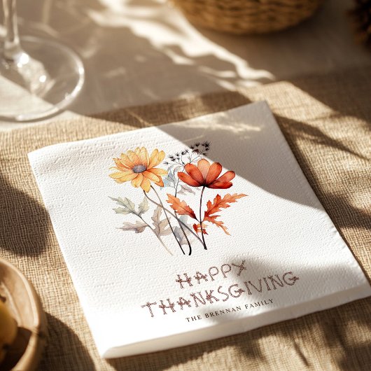 Wildblume Fall Eleganter Rustikaler Erntedank Serviette