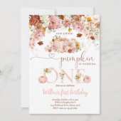 Wildblume Fall Flora Rustikaler Pumpkin 1. Geburts Einladung (Vorderseite)