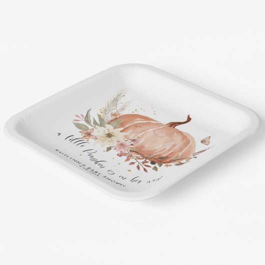 Wildblume Fall Floral Pumpkin Girl Babydusche Pappteller (Gewinkelt)