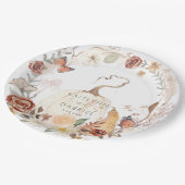 Wildblume Fall Floral Pumpkin Wasserfarbenhochzeit Pappteller (Schrägansicht)