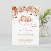 Wildblume Fall Floral Rustic Pumpkin Baby Dusche Einladung (Stehend Vorderseite)